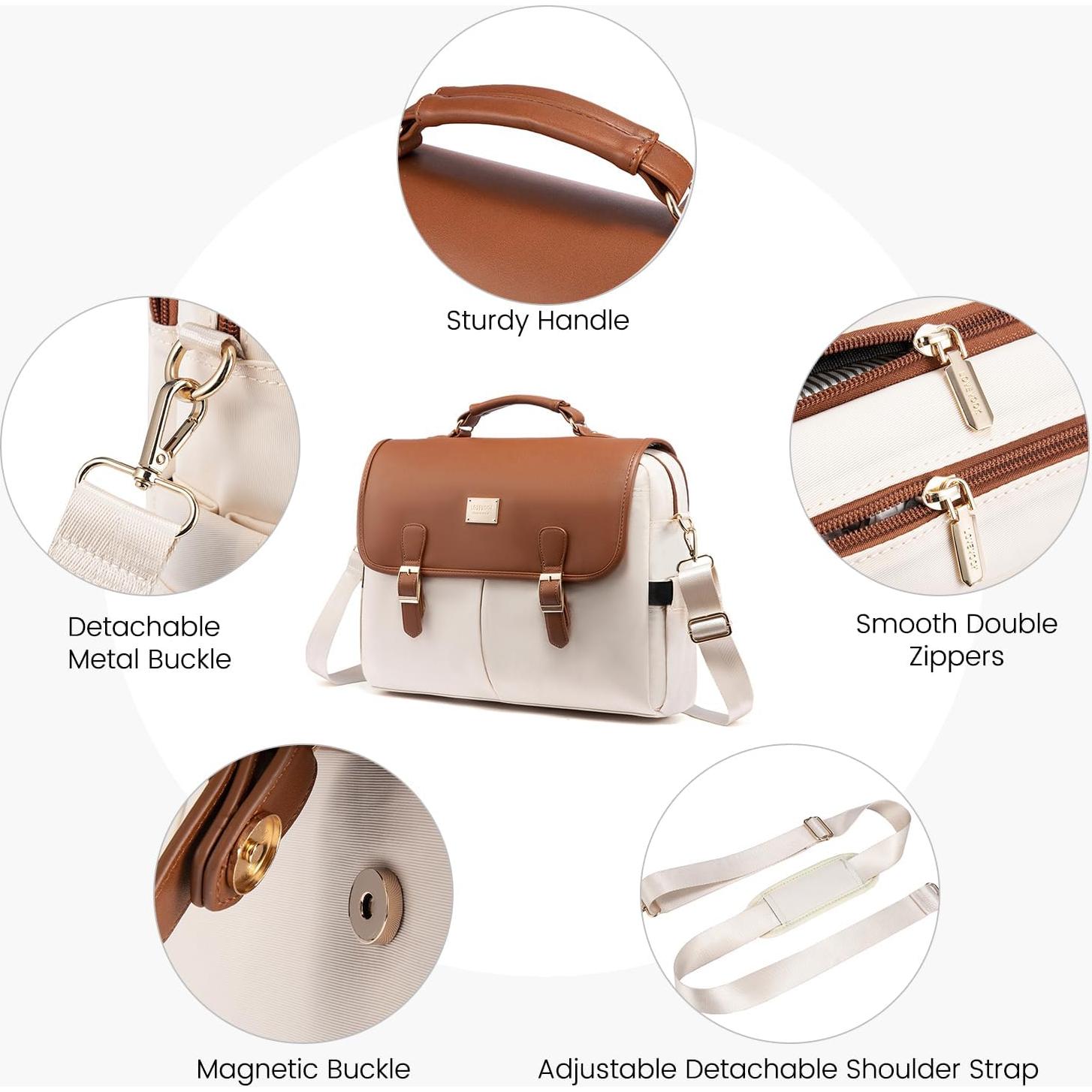 Bolsa para portátil LOVEVOOK 15.6" Marrón-beige Gran Capacidad