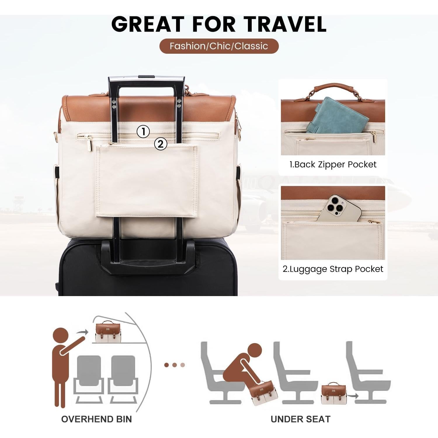 Bolsa para portátil LOVEVOOK 15.6" Marrón-beige Gran Capacidad