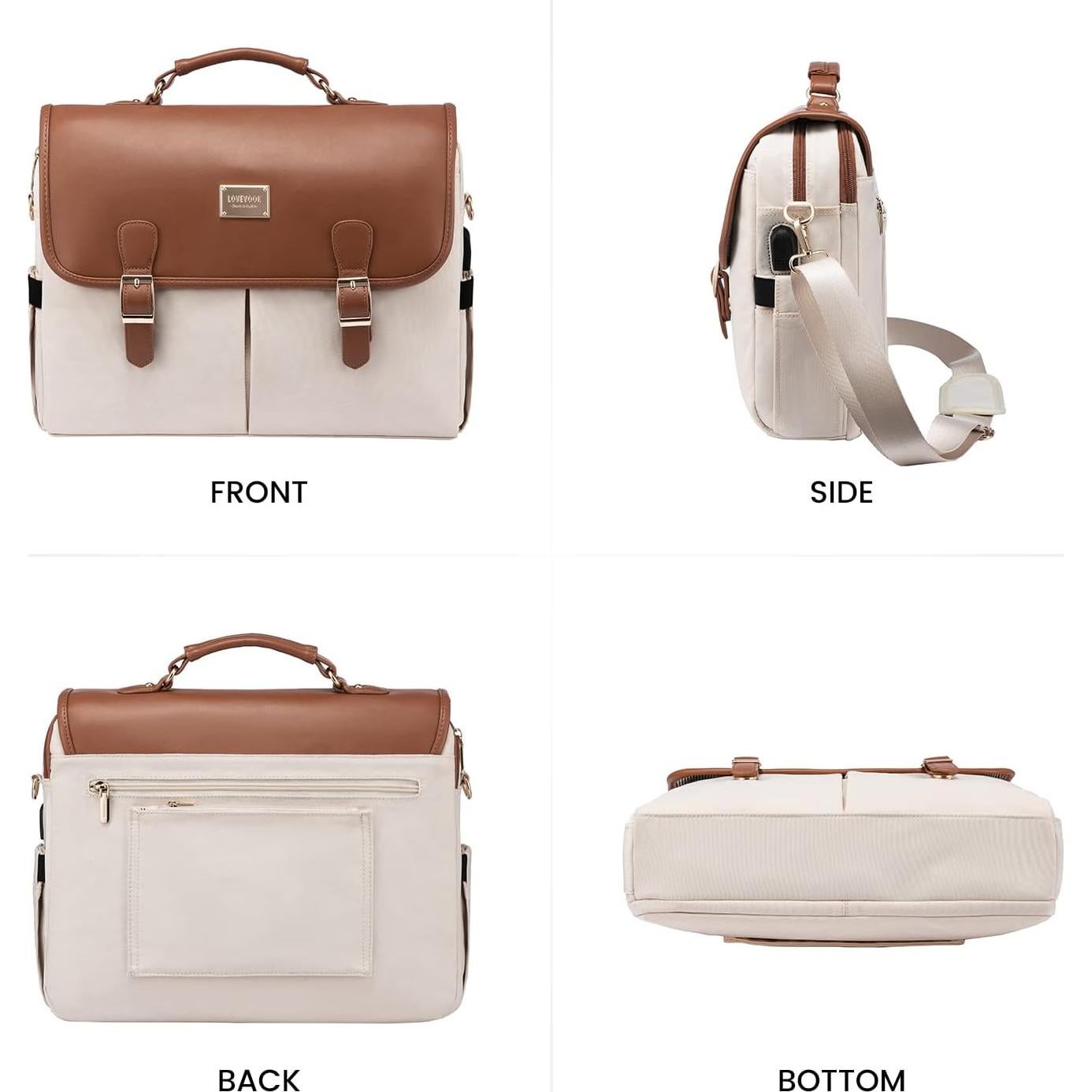 Bolsa para portátil LOVEVOOK 15.6" Marrón-beige Gran Capacidad