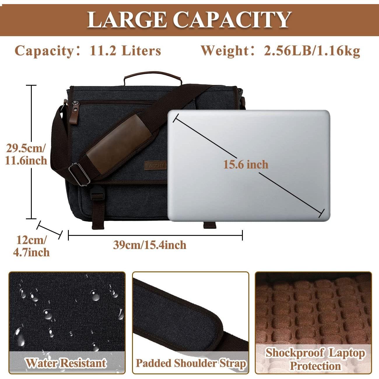 Bolsa Mensajera VASCHY para Laptop 15.6" Gris Oscuro