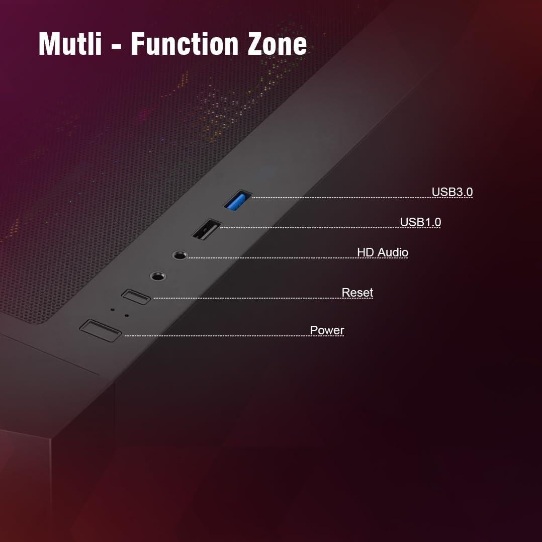 Caja de PC RUIX CV203 Mid-Tower ATX con 4 Ventiladores RGB