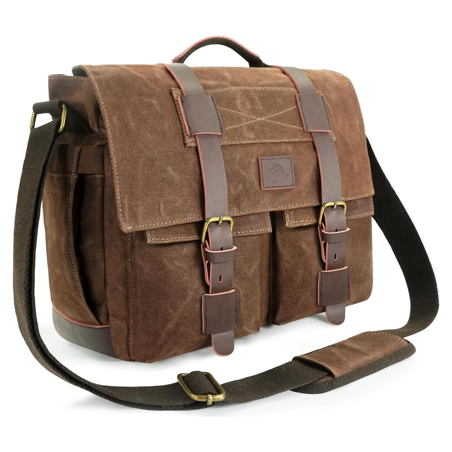 Bolsa Mensajera Densata para Laptop 15.6" Marrón Vintage