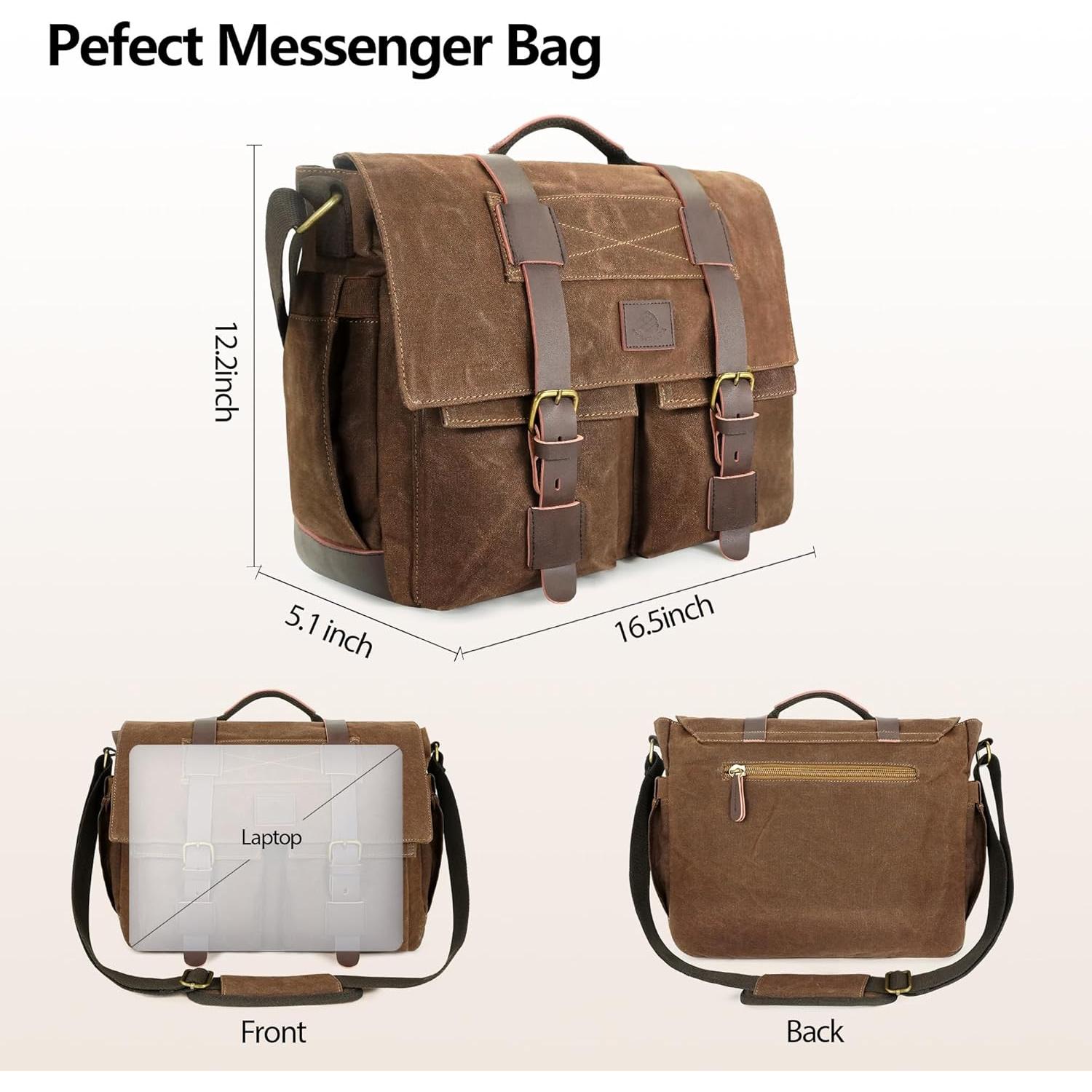 Bolsa Mensajera Densata para Laptop 15.6" Marrón Vintage