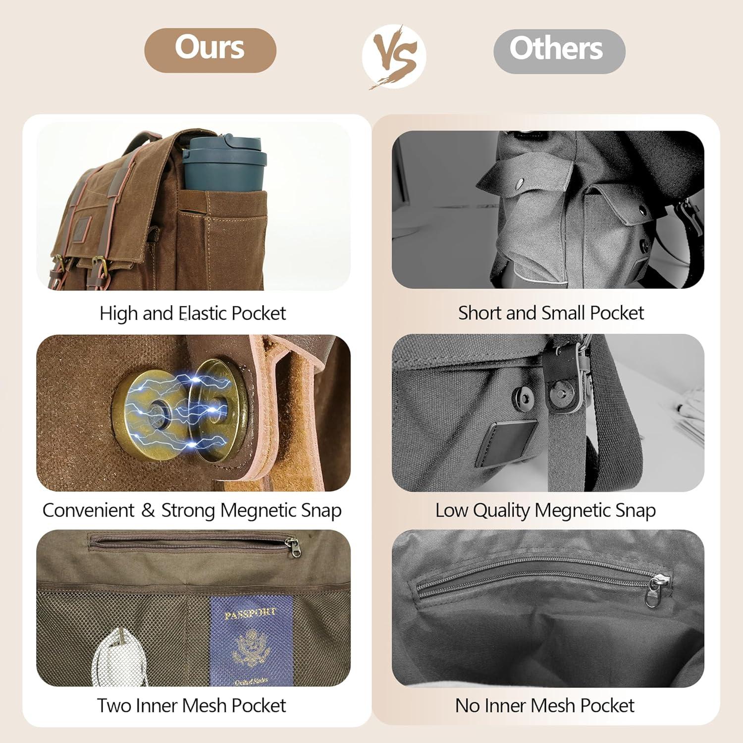 Bolsa Mensajera Densata para Laptop 15.6" Marrón Vintage