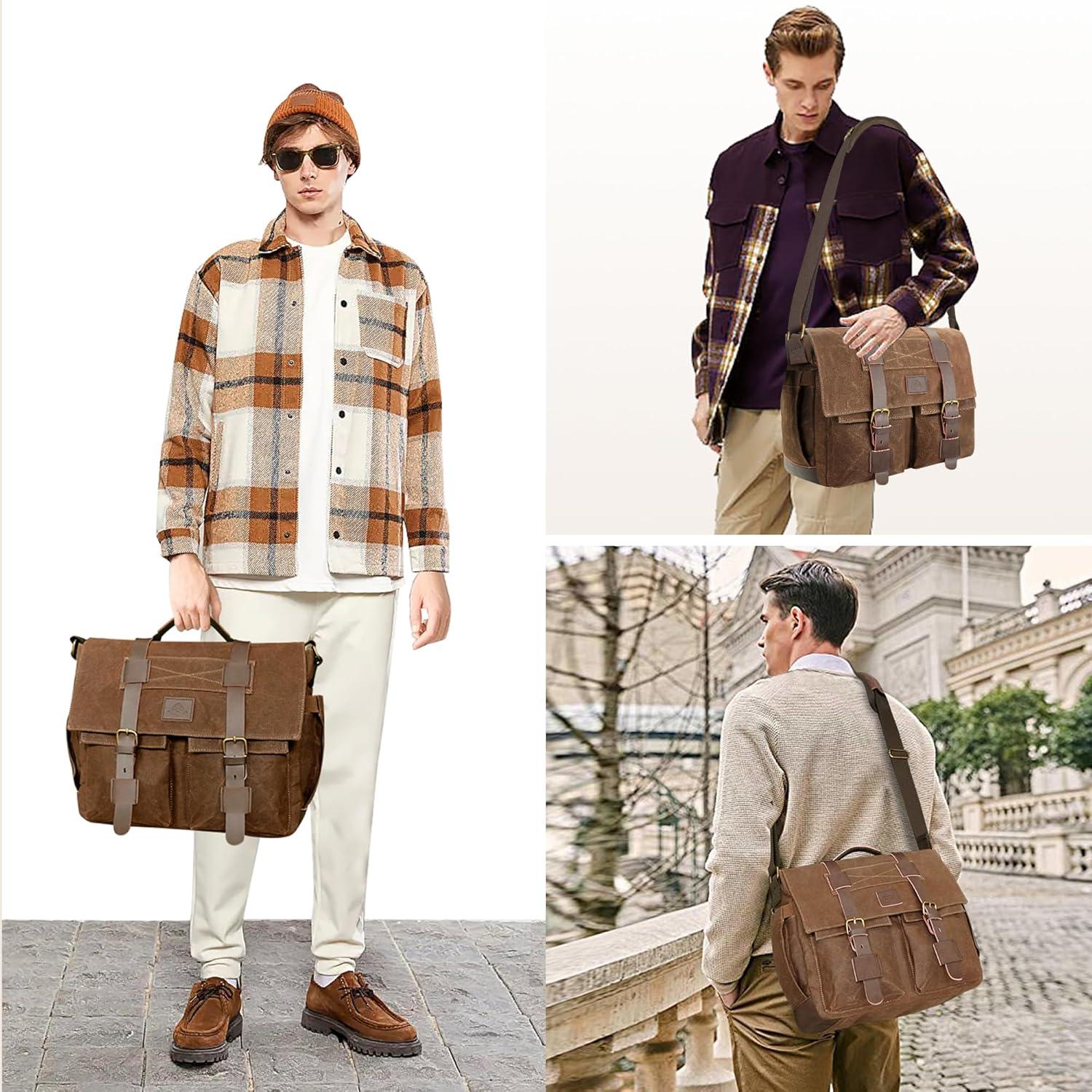 Bolsa Mensajera Densata para Laptop 15.6" Marrón Vintage