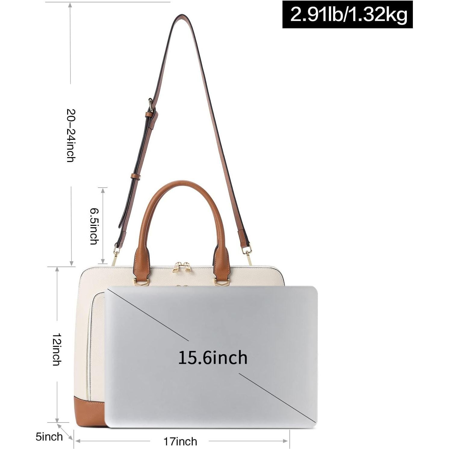 Maletín de Cuero CLUCI para Laptop 15.6" Mujeres Beige