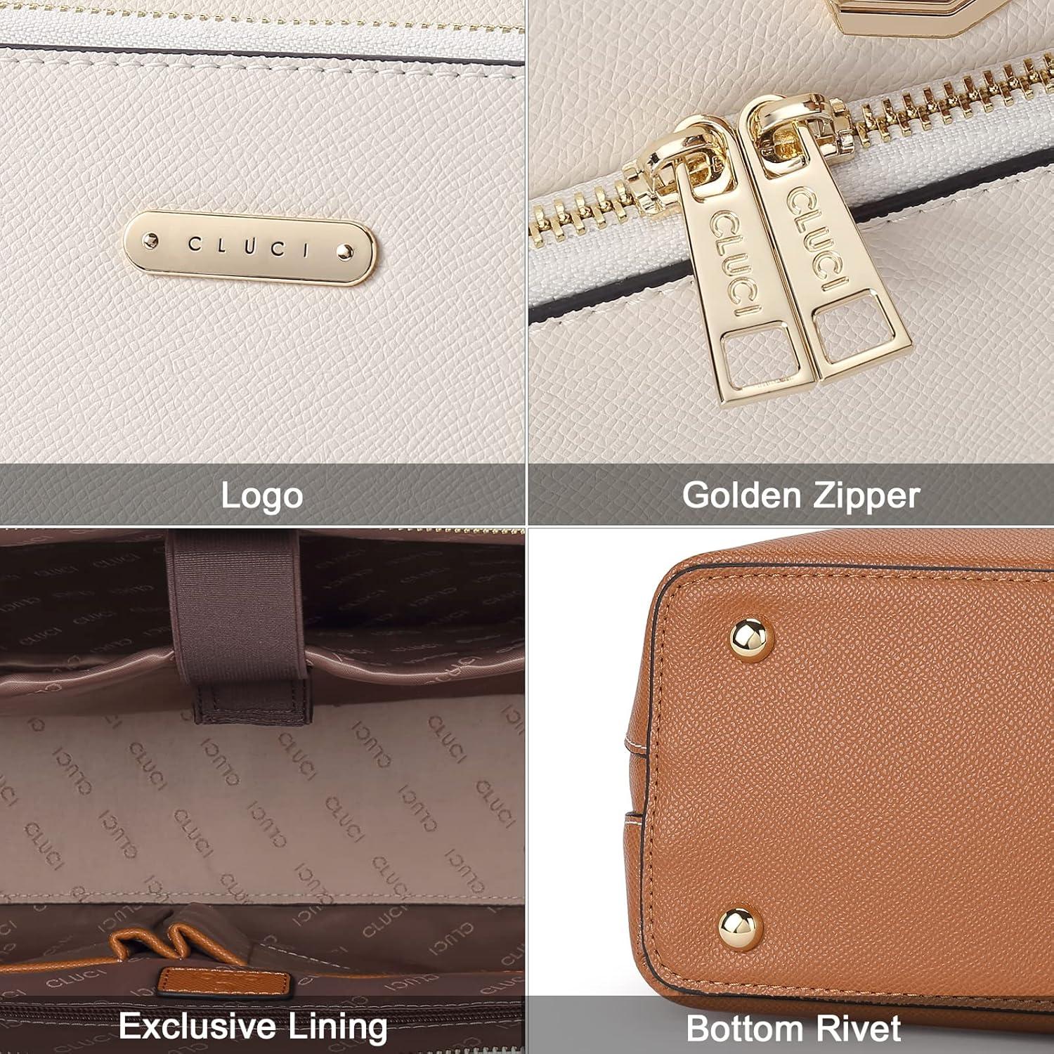 Maletín de Cuero CLUCI para Laptop 15.6" Mujeres Beige