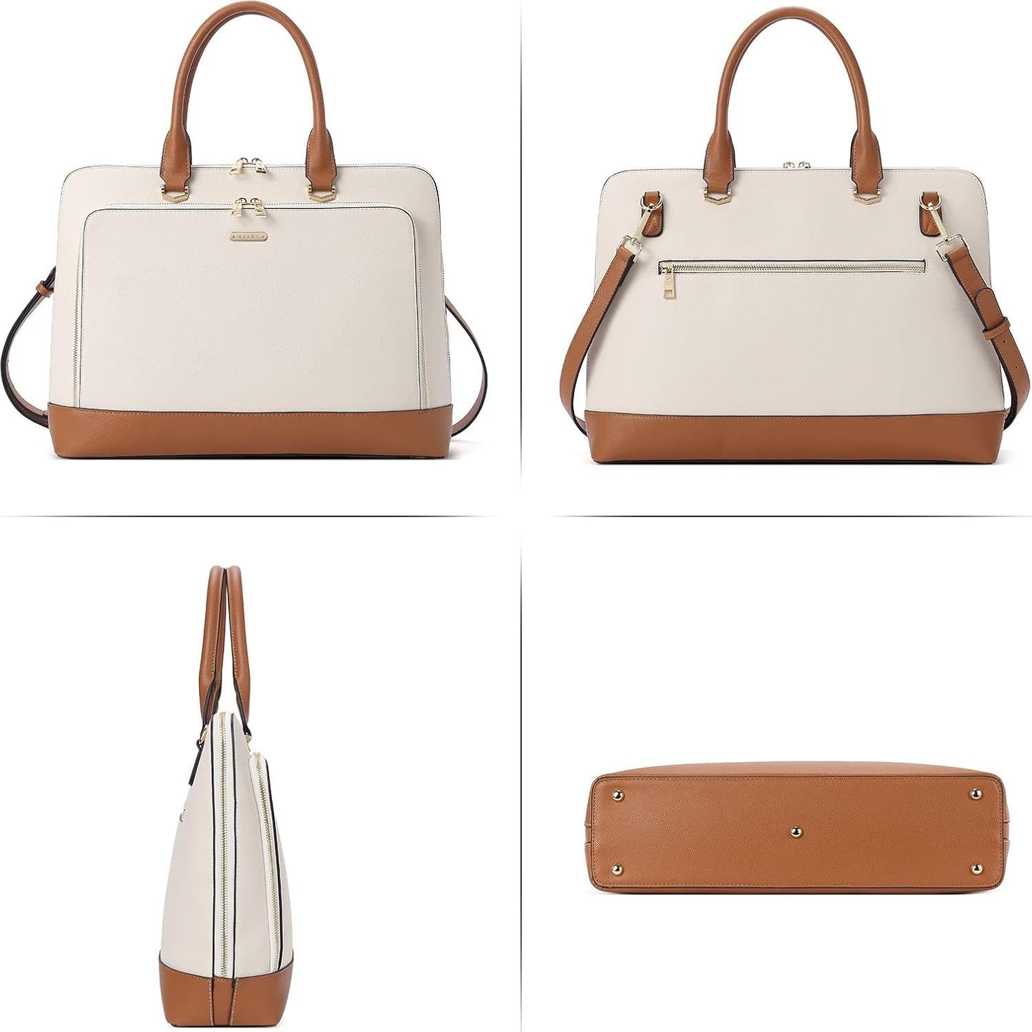 Maletín de Cuero CLUCI para Laptop 15.6" Mujeres Beige