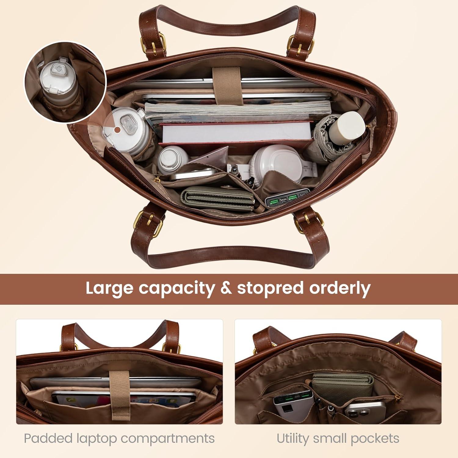 Bolso Tote LOVEVOOK para Portátil 15.6" Marrón Terroso