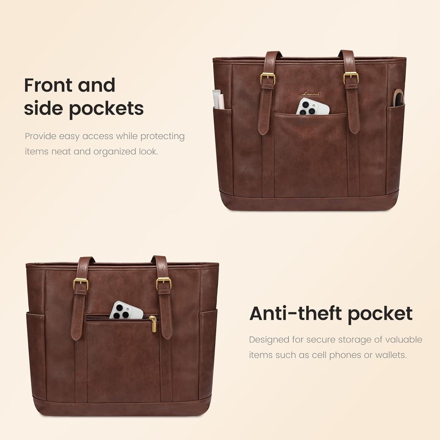 Bolso Tote LOVEVOOK para Portátil 15.6" Marrón Terroso