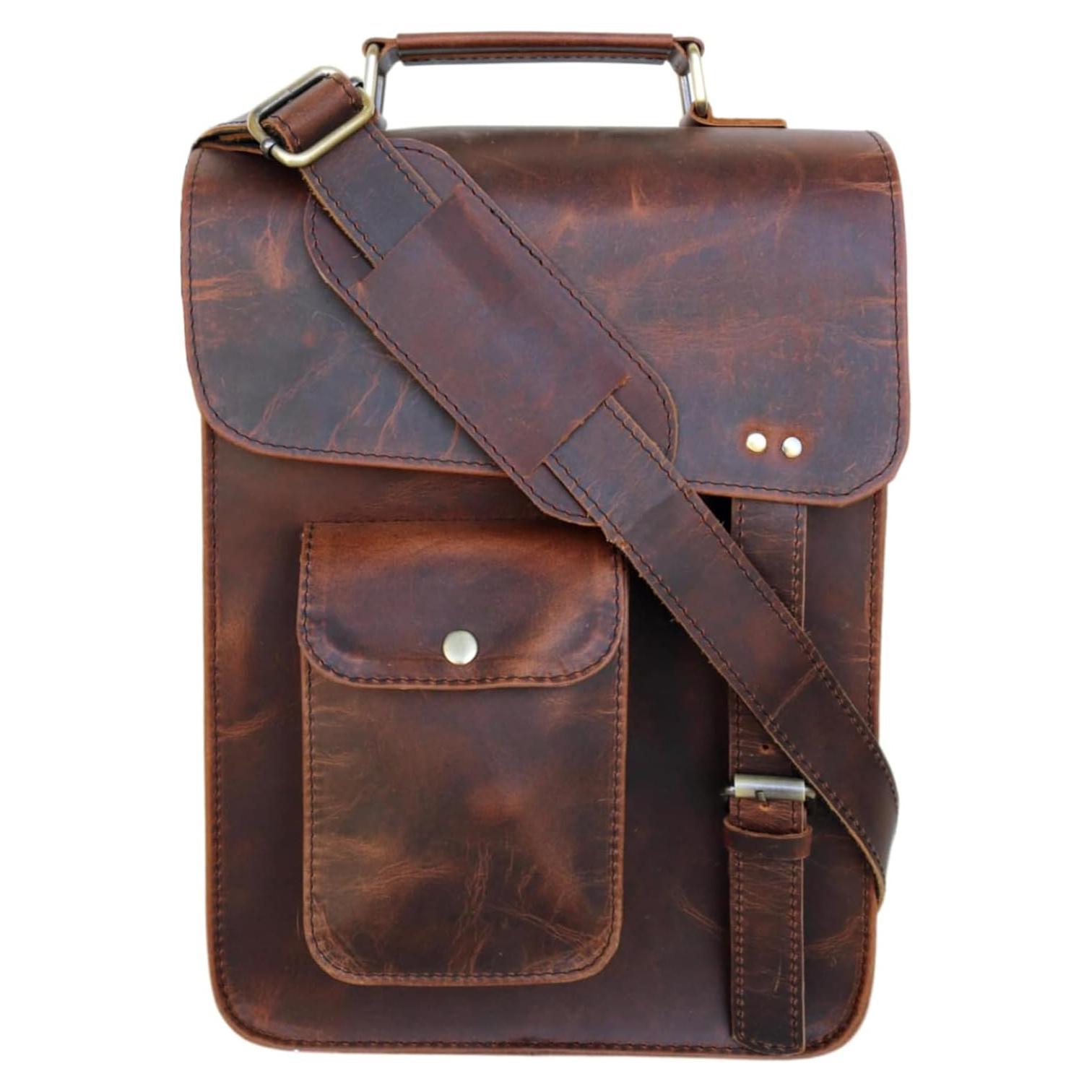 Bolso Mensajero de Cuero Jaald 13" Oscuro Unisex