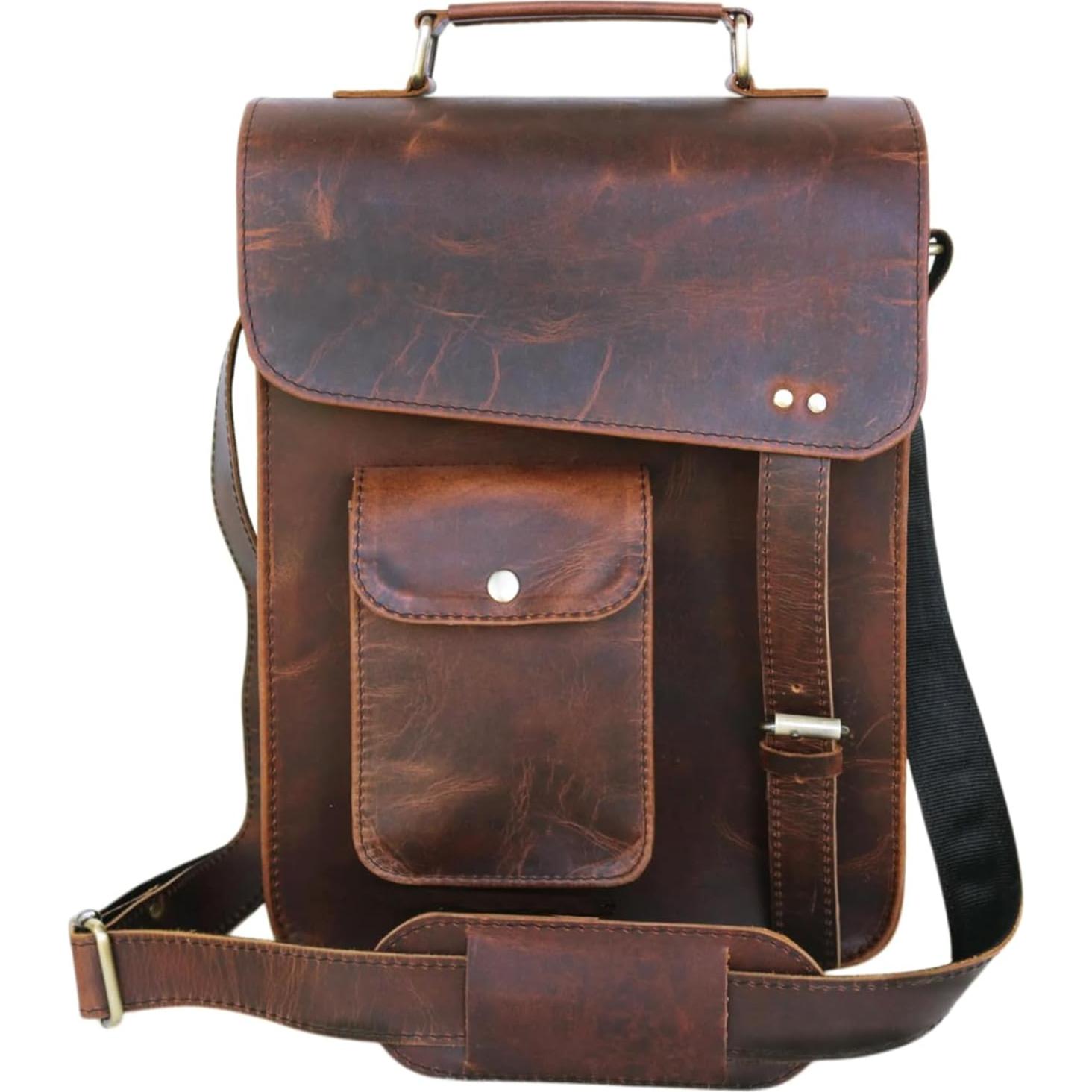 Bolso Mensajero de Cuero Jaald 13" Oscuro Unisex