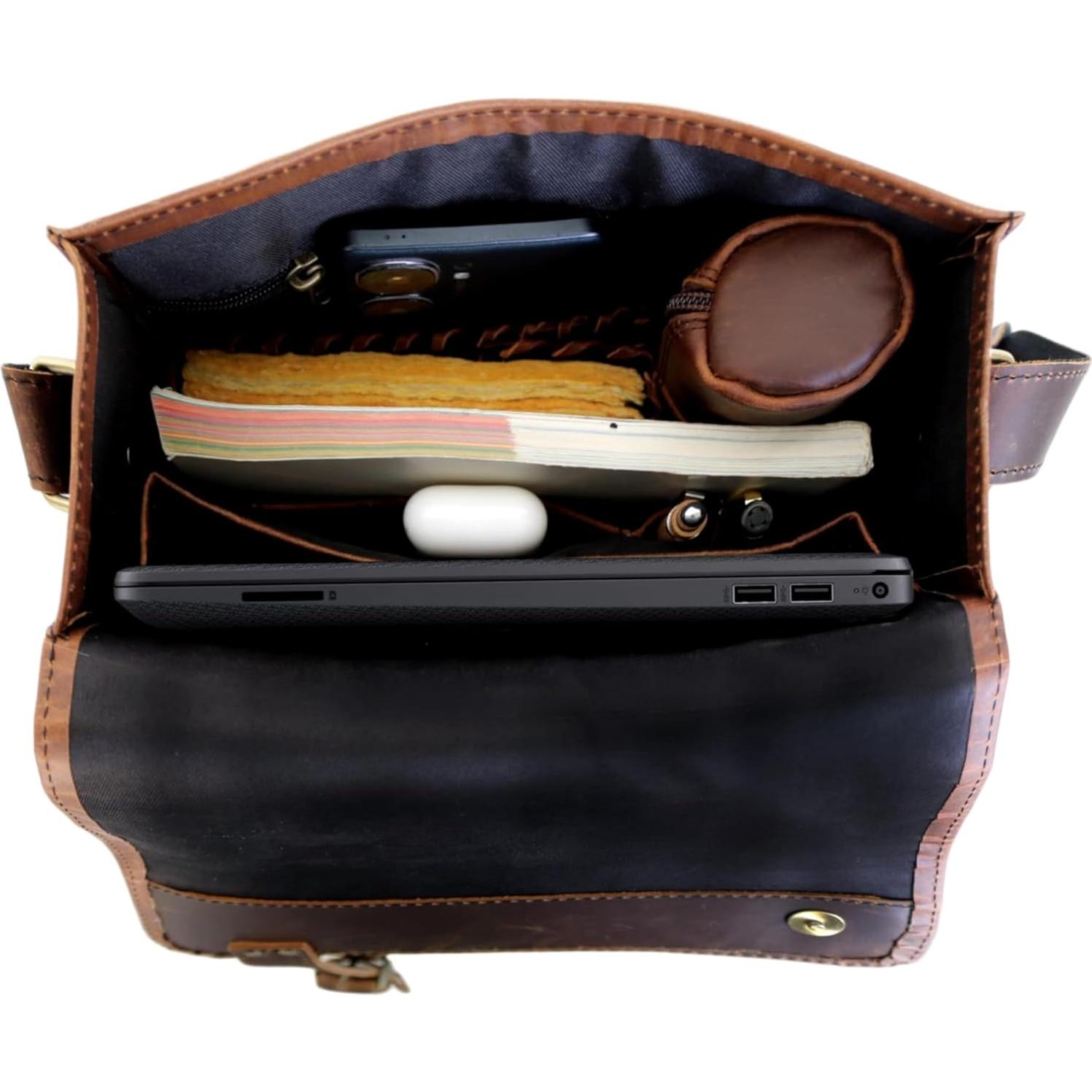 Bolso Mensajero de Cuero Jaald 13" Oscuro Unisex