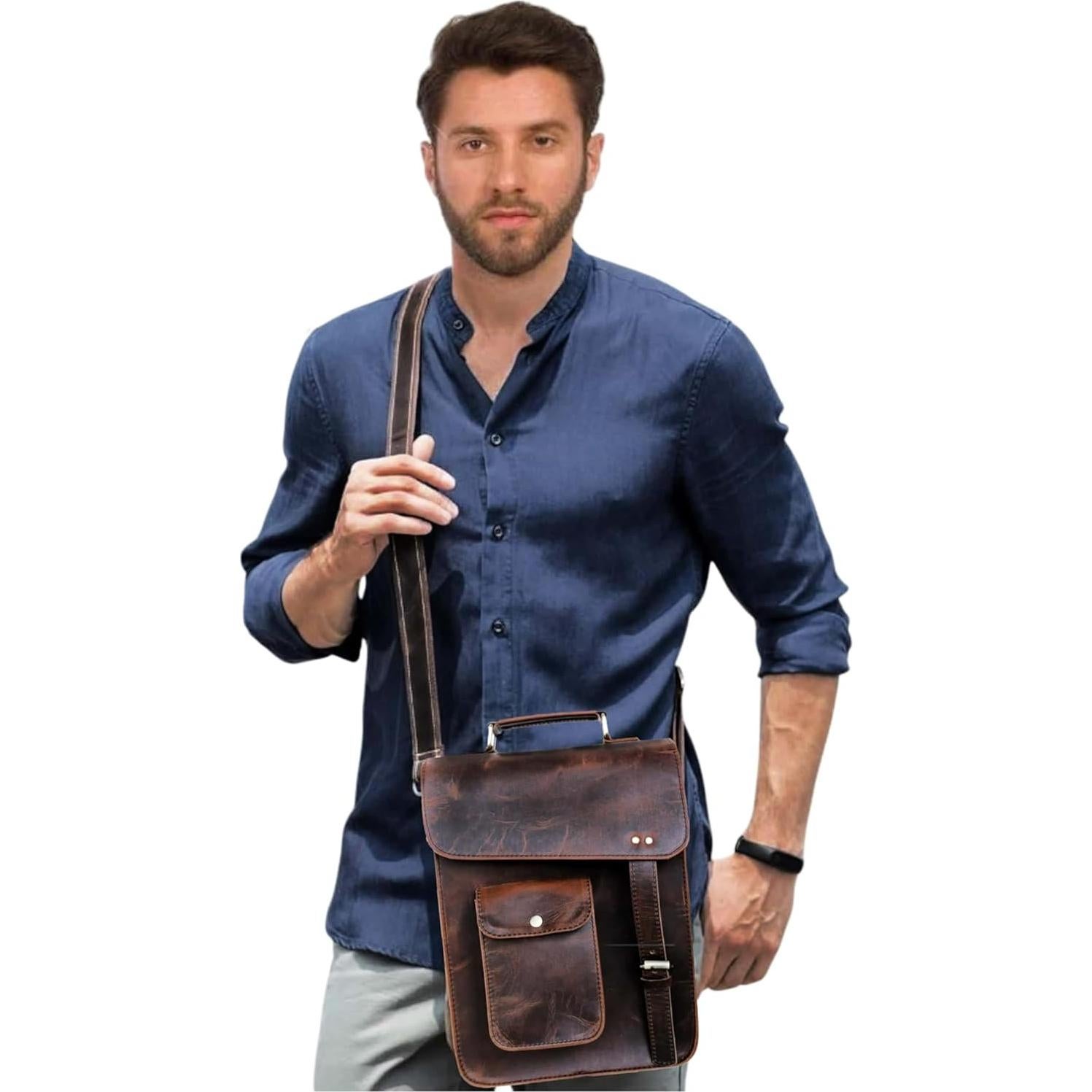 Bolso Mensajero de Cuero Jaald 13" Oscuro Unisex