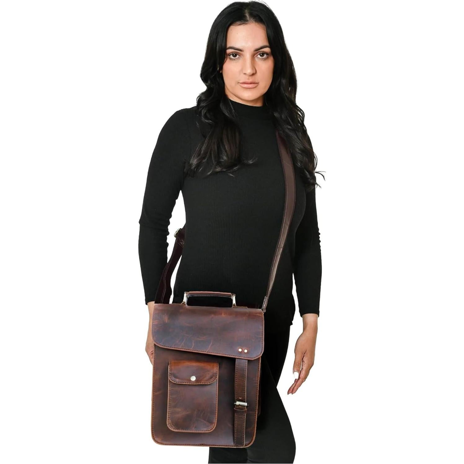 Bolso Mensajero de Cuero Jaald 13" Oscuro Unisex