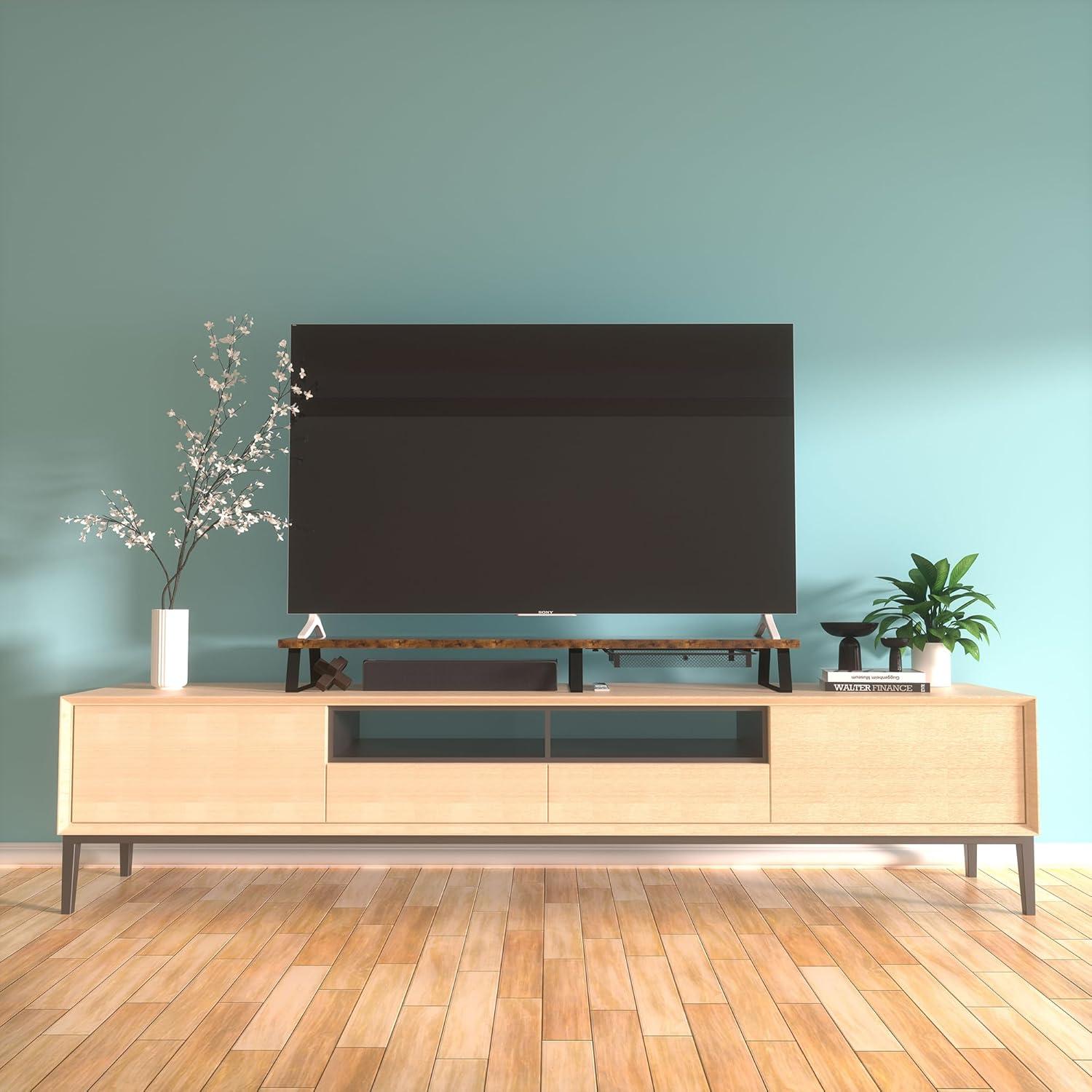 Soporte Doble para Monitor Aothia Vintage con Cajón 109x24cm