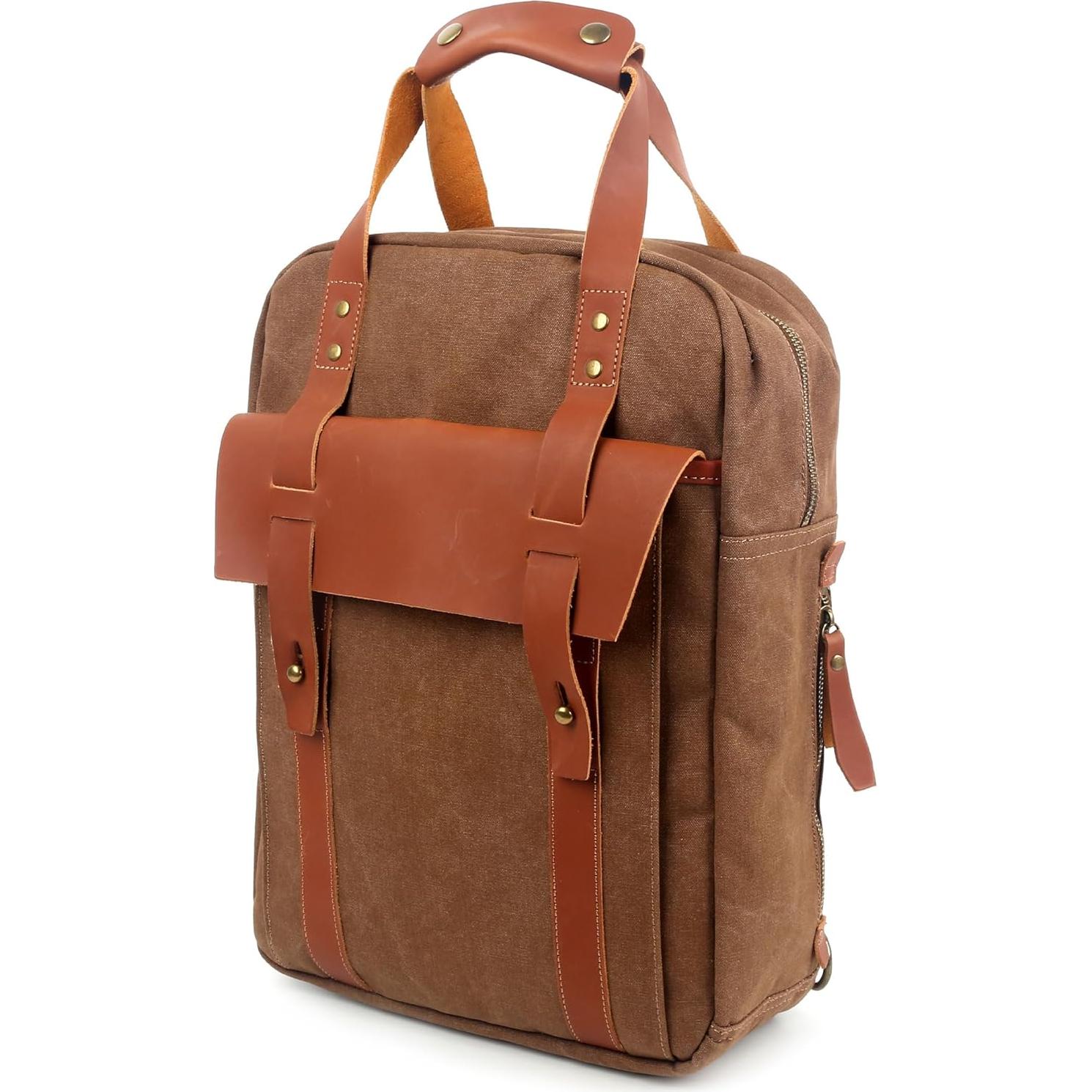 Bolsa Mensajera Unisex YEY 15.6" Impermeable Cuero Lona