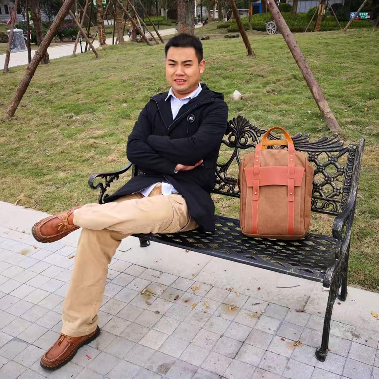 Bolsa Mensajera Unisex YEY 15.6" Impermeable Cuero Lona