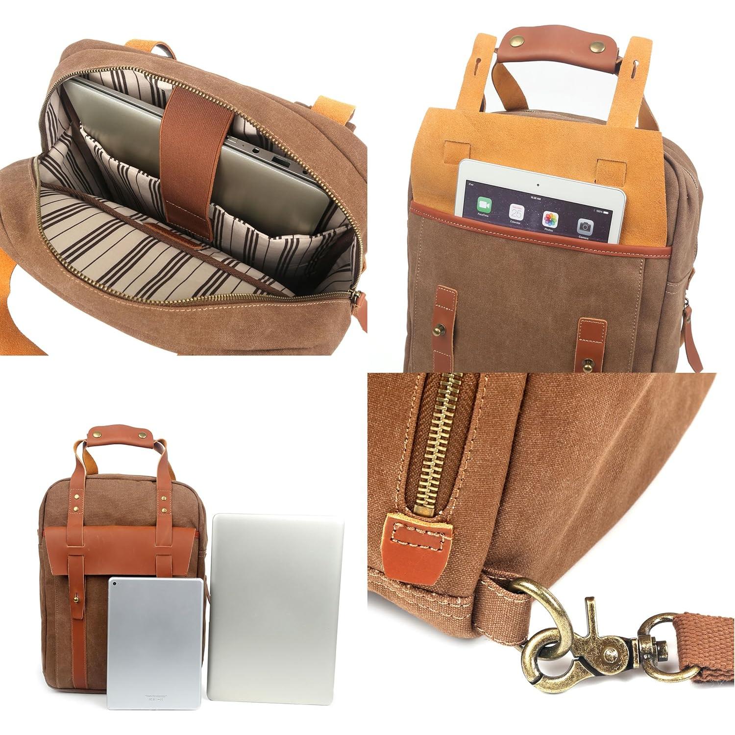 Bolsa Mensajera Unisex YEY 15.6" Impermeable Cuero Lona