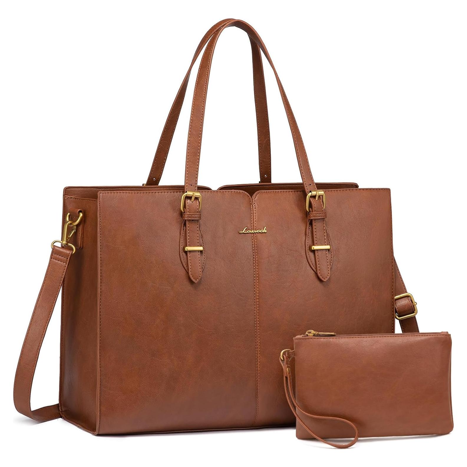 Bolsa Tote para Portátil LOVEVOOK 17.3" Mujer Cuero Impermeable