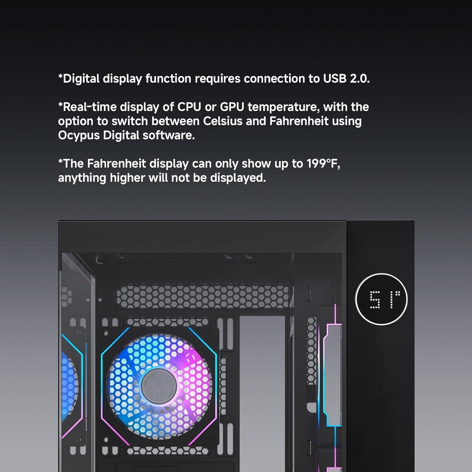 Caja de Computadora Iota C70 Ocypus ARGB Negra con 6 Ventiladores