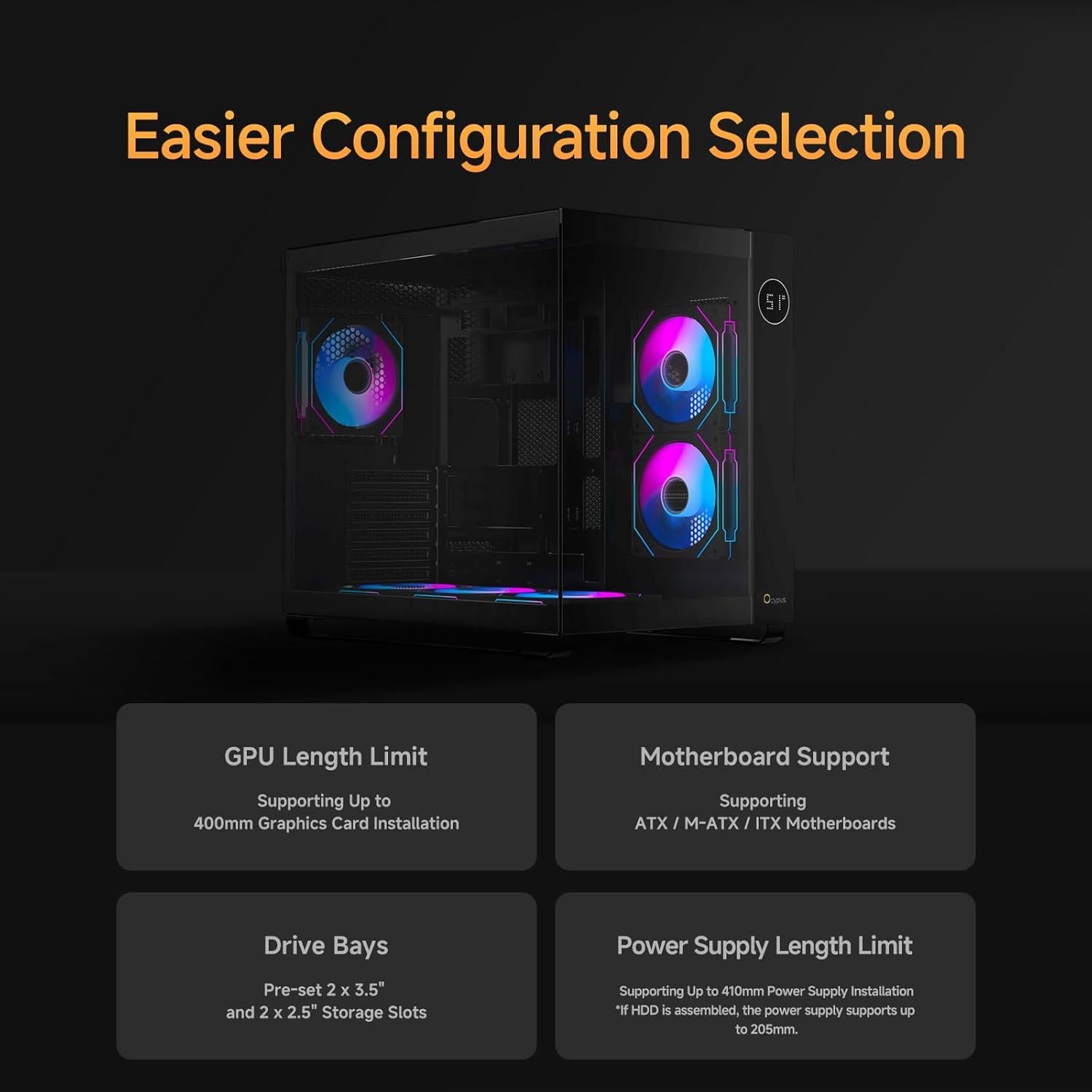 Caja de Computadora Iota C70 Ocypus ARGB Negra con 6 Ventiladores