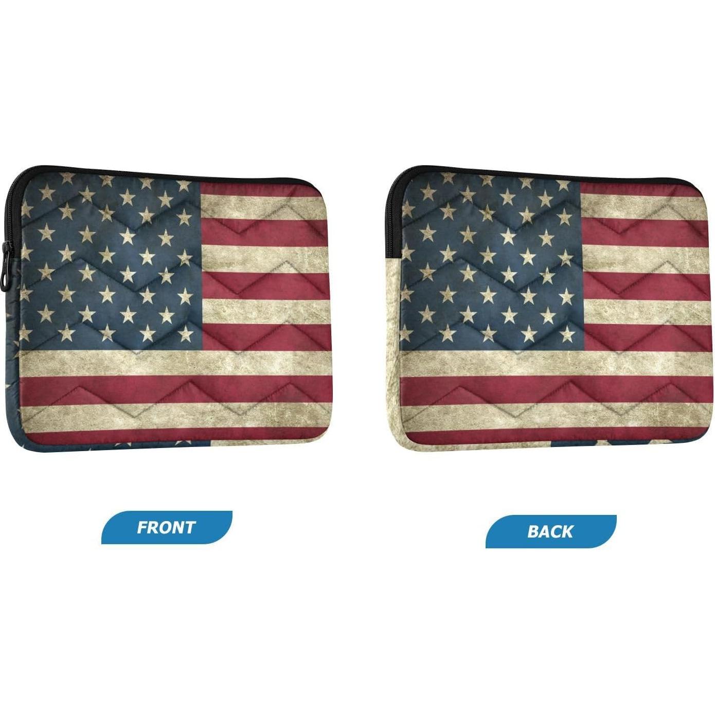 Funda de Laptop ALAZA Vintage Bandera Americana 34x26 cm