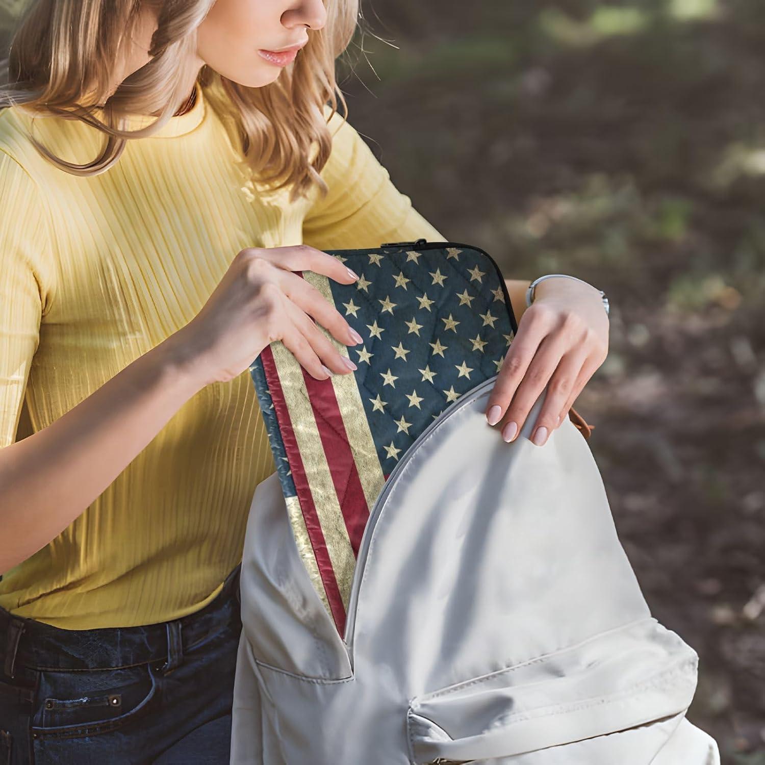Funda de Laptop ALAZA Vintage Bandera Americana 34x26 cm