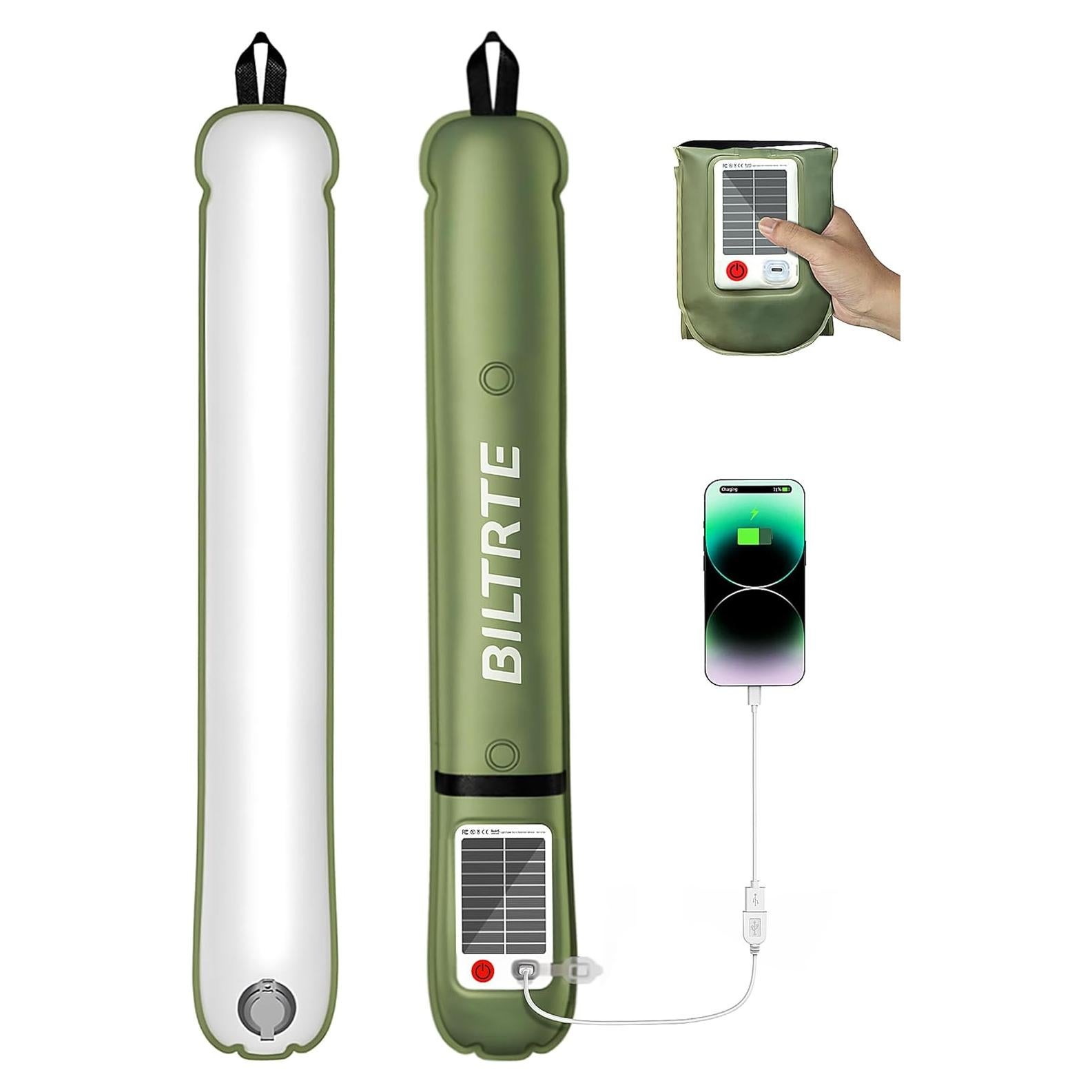 Lámpara Inflable Solar BILTRTE S60, 3 Modos, IP66, 2000mAh