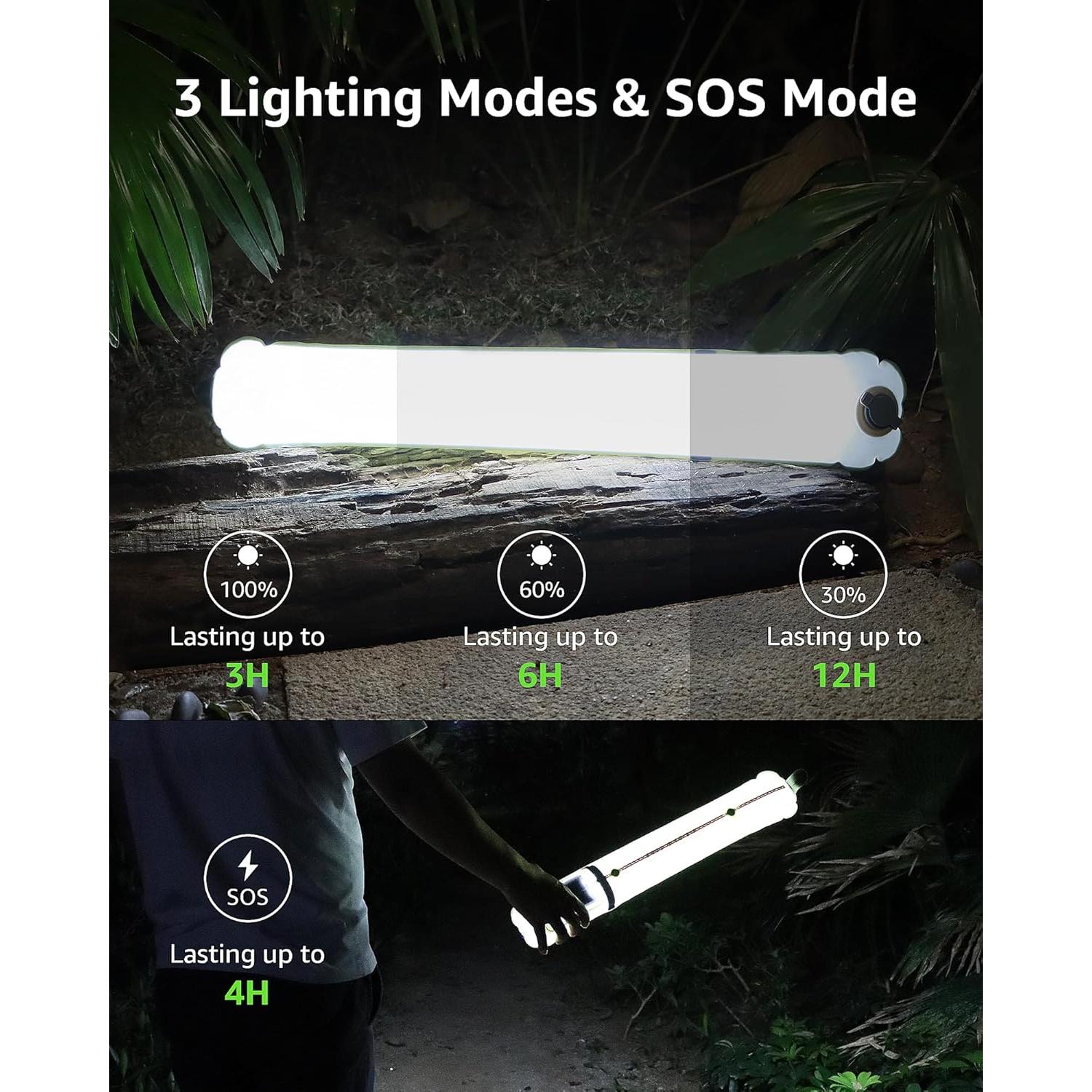 Lámpara Inflable Solar BILTRTE S60, 3 Modos, IP66, 2000mAh