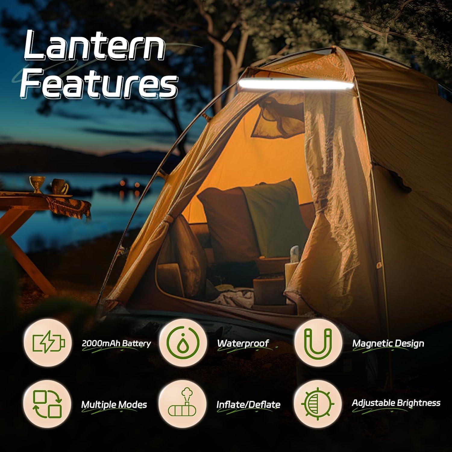 Luz Inflable de Camping SELORSS TubeB20 IP66 2000mAh Verde