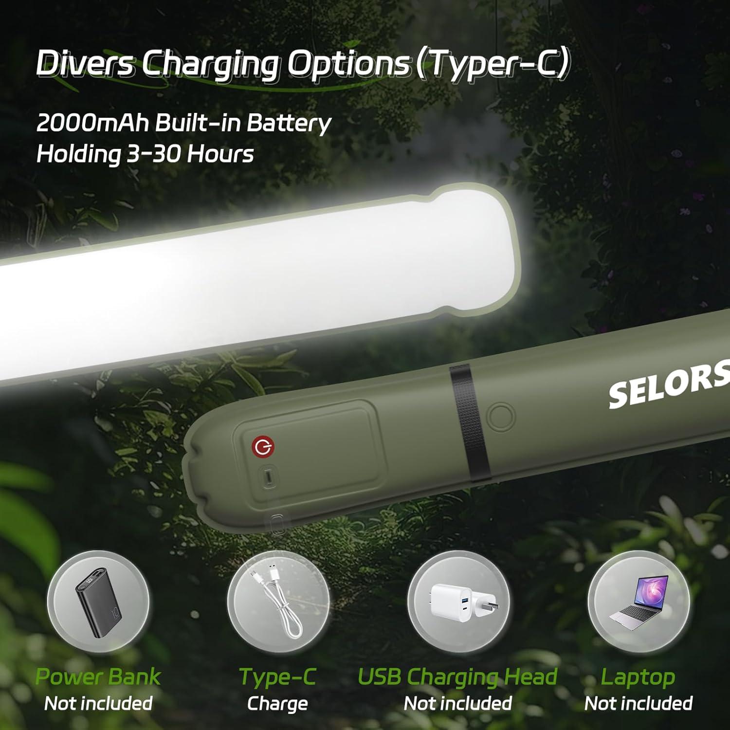 Luz Inflable de Camping SELORSS TubeB20 IP66 2000mAh Verde