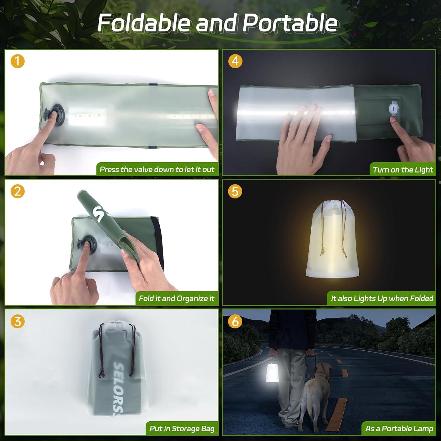 Luz Inflable de Camping SELORSS TubeB20 IP66 2000mAh Verde