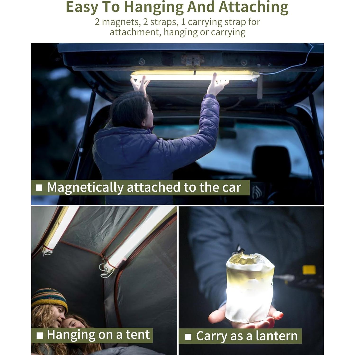 Luz de Camping LED Inflable JYYXF 86cm IP66 3 Modos Ajustables