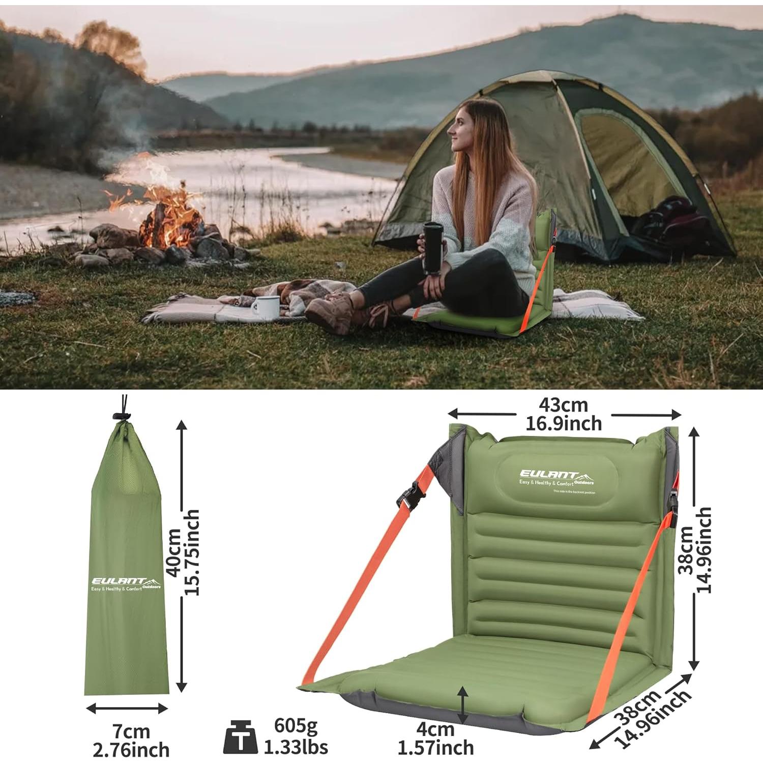 Asiento Inflable Plegable EULANT Verde para Camping y Eventos