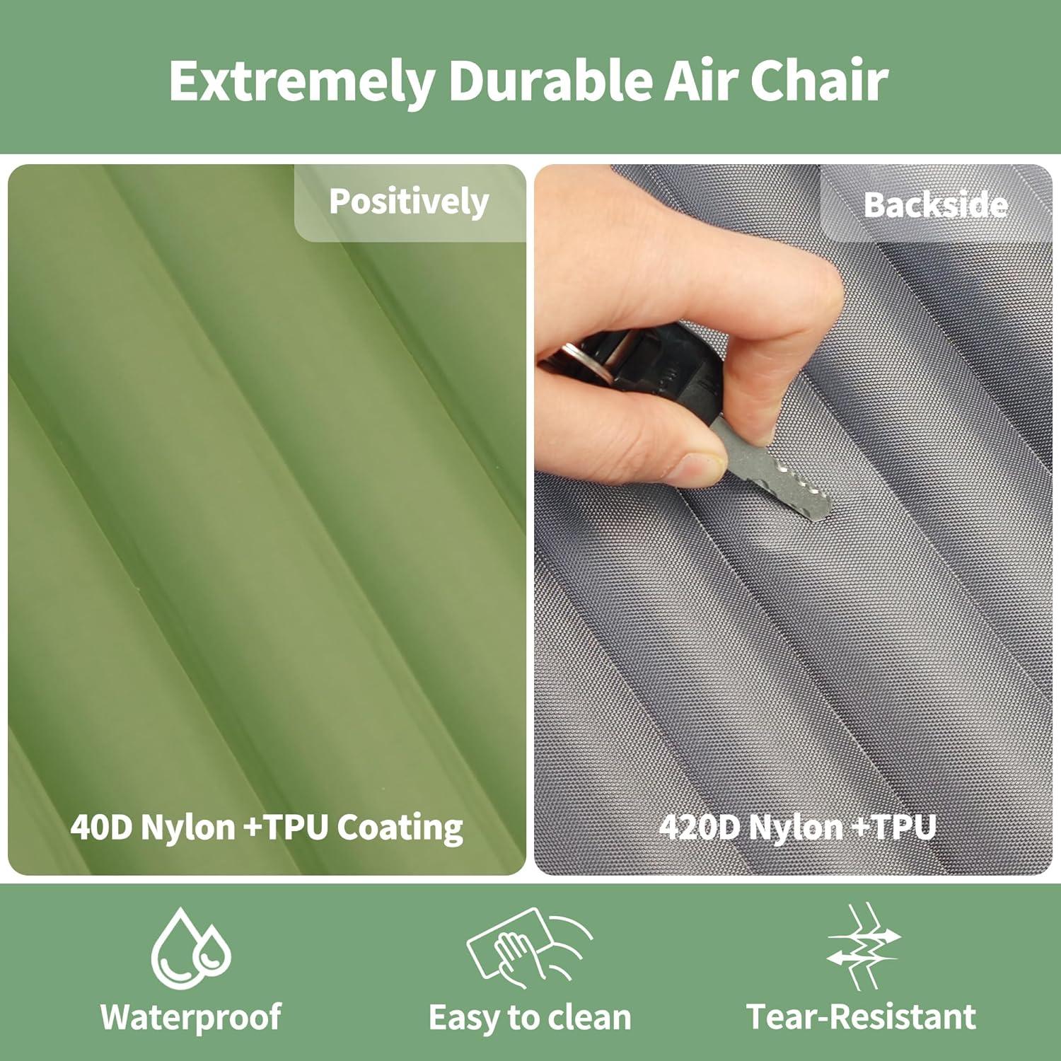 Asiento Inflable Plegable EULANT Verde para Camping y Eventos