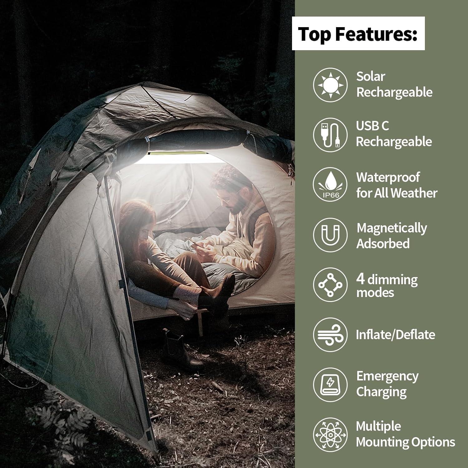 Luz de Camping Inflable Solar Qoolife 85cm IP66 4000mAh