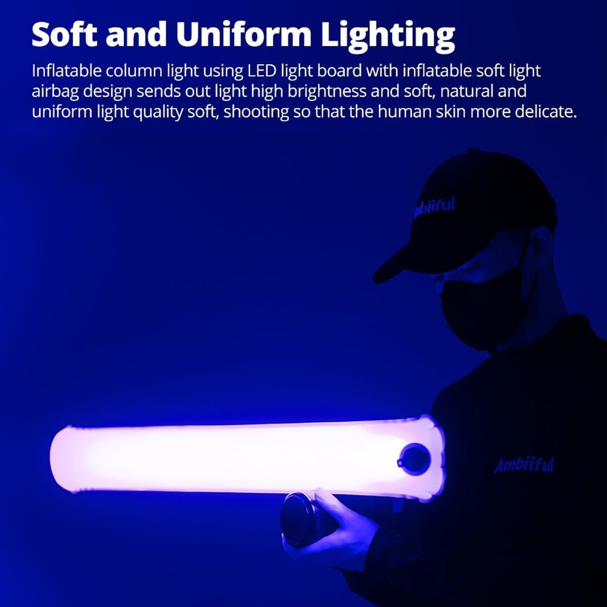 Luz LED Inflable Ambitful GC30R 30W RGB 90cm Portátil