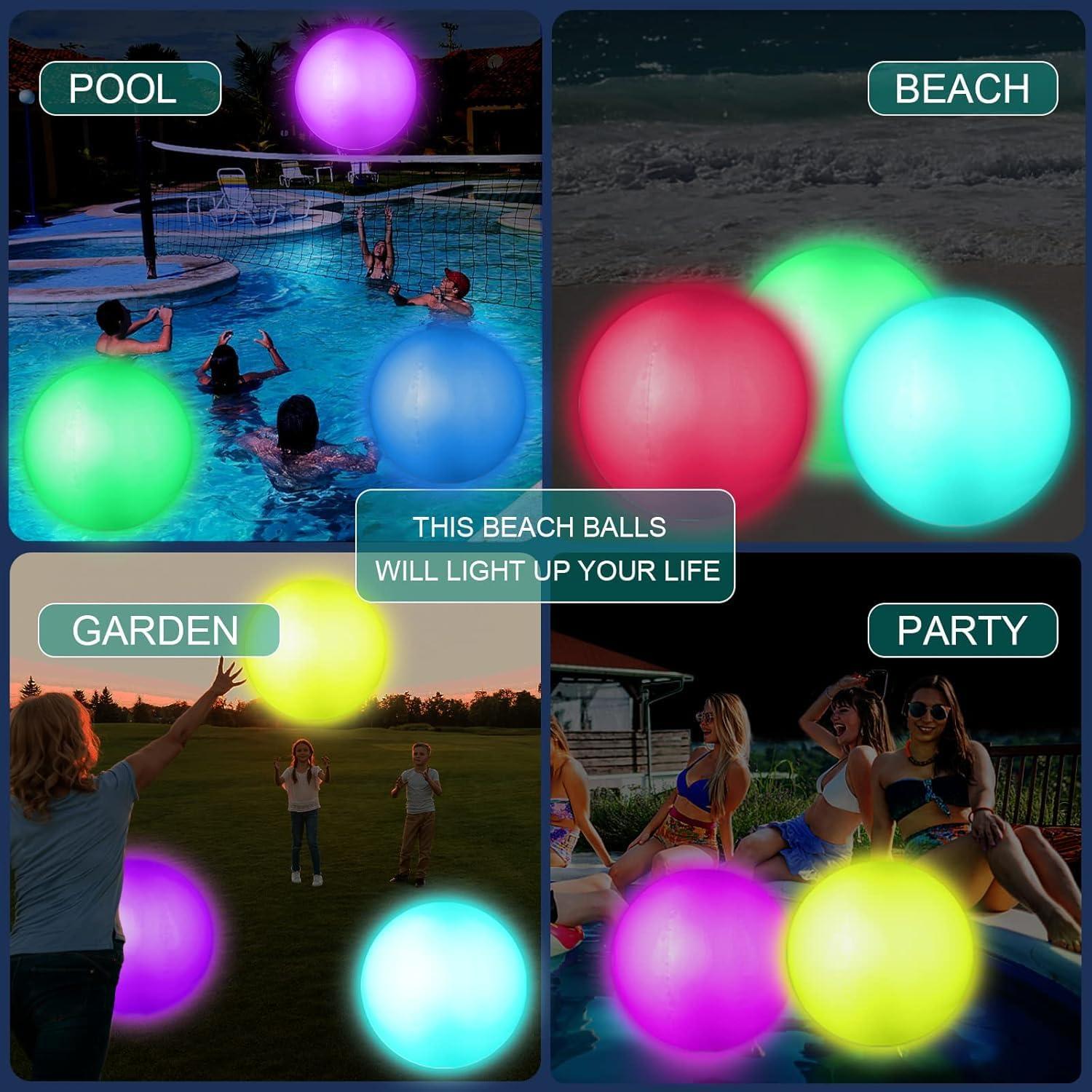 Pelotas de Playa LED Icnice 16'' Inflables Multicolor 2pcs