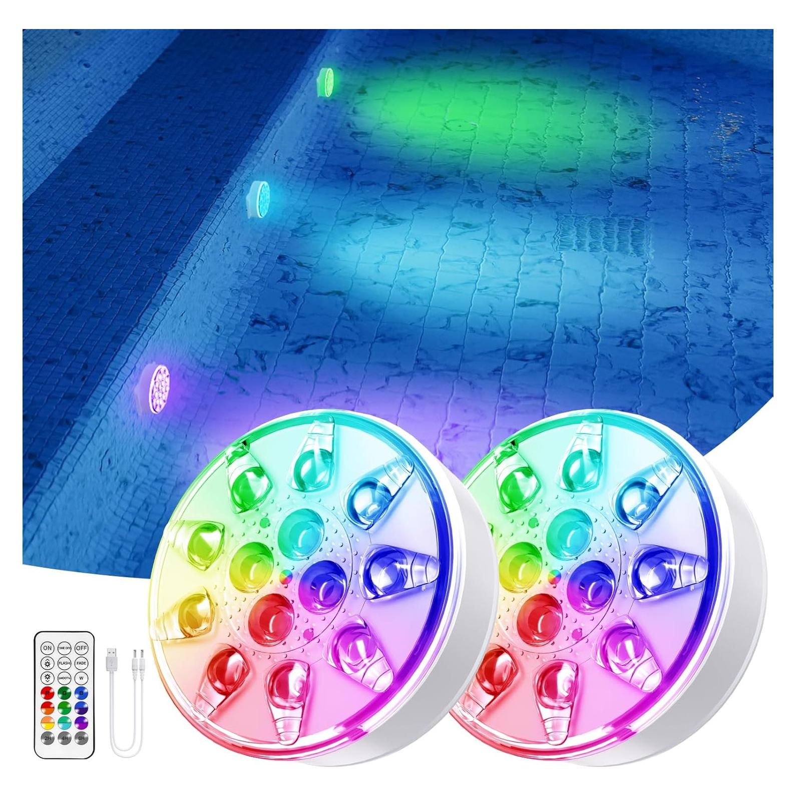 Luces LED Recargables para Piscina VICHTOP - Paquete de 2 IP68