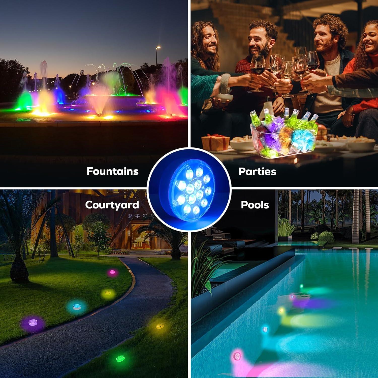 Luces LED Recargables para Piscina VICHTOP - Paquete de 2 IP68