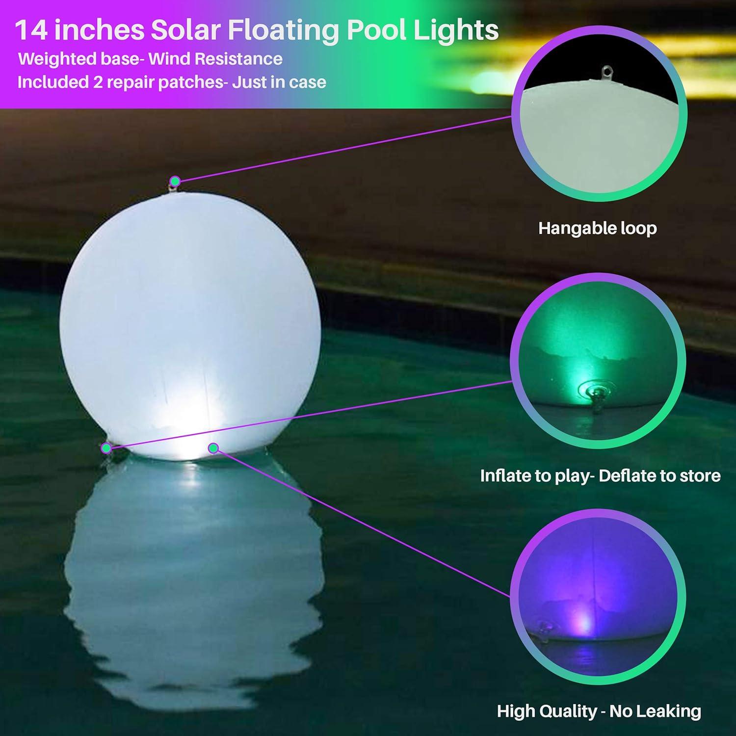 Luces Flotantes Solares HAPIKAY - Paquete de 2 Bolas 35.56 cm