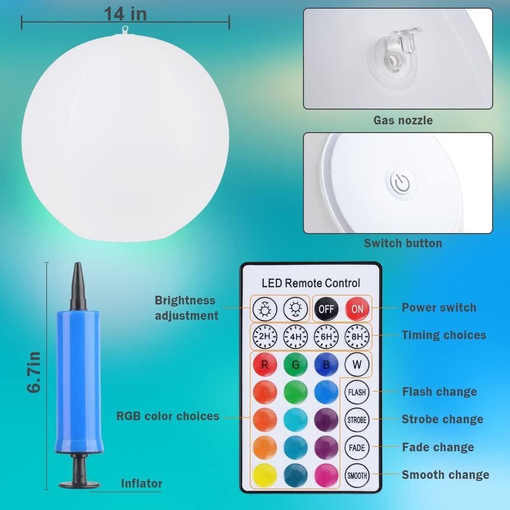 Luces Flotantes Solares GEEDIAR 14" LED Multicolor IP68 - 4 Piezas