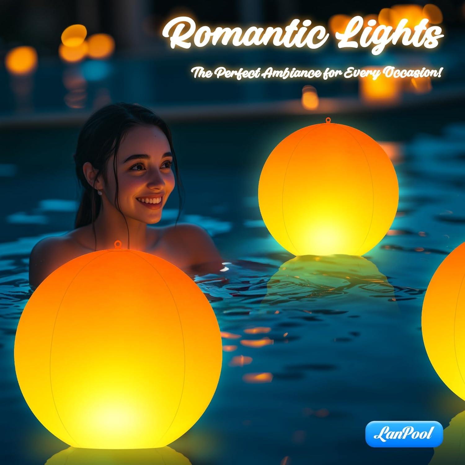 Luces Flotantes LED Solar LanPool 14" IP68 2 Piezas