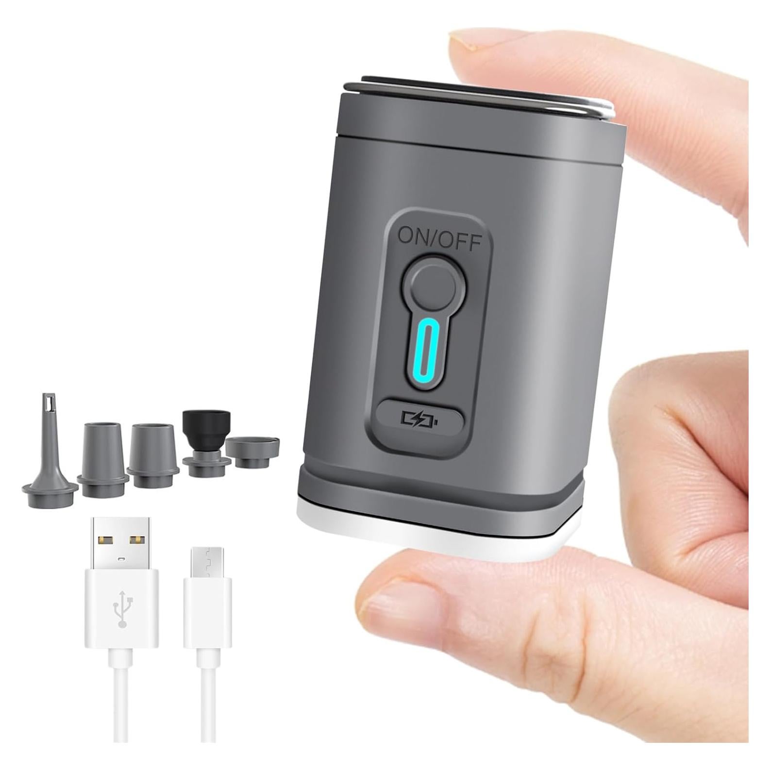 Portable Air Pump for Inflatables, ICEKATI Mini Electric Rechargeable Inflate Deflate Pump with Camping Light for Pool Floats, Swimming Rings, Air Mattress, Sleeping Pads, Vacuum Storage Bags