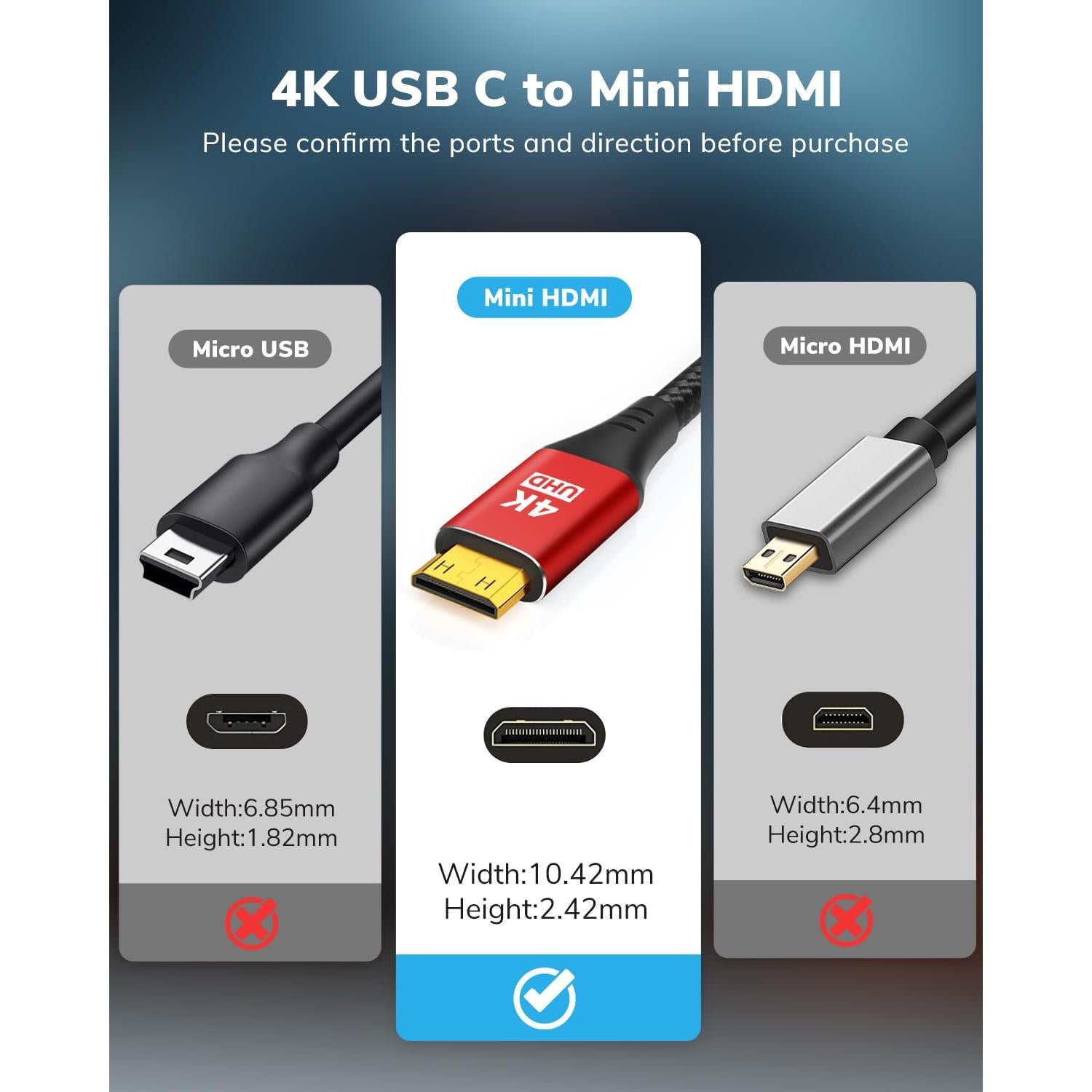 Cable USB C a Mini HDMI KELink 91.44 cm 4K 60Hz