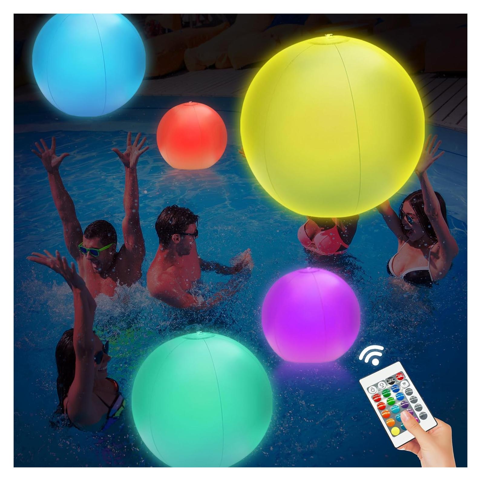 Paquete de 4 Pelotas de Playa LED JOY SPOT! 30.48 cm IP68