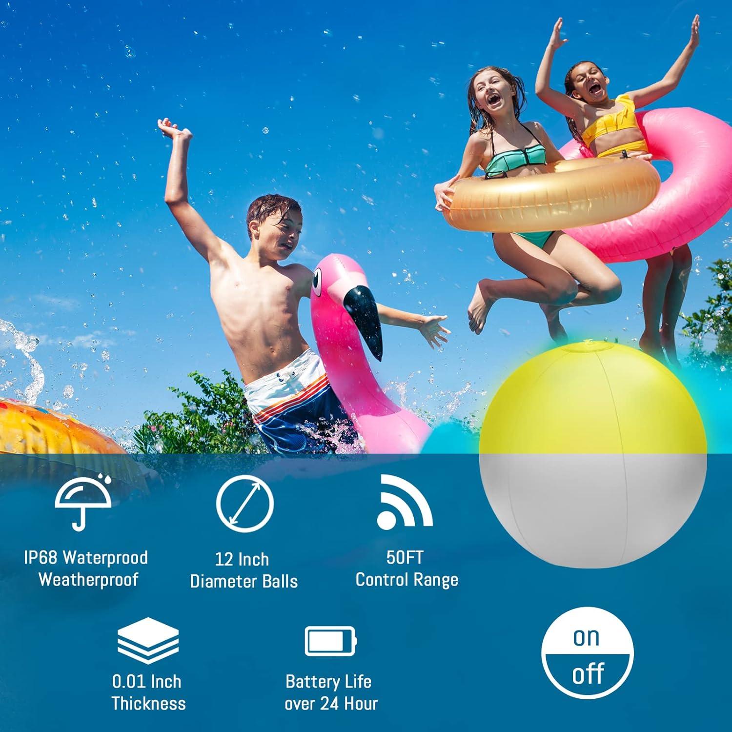 Paquete de 4 Pelotas de Playa LED JOY SPOT! 30.48 cm IP68