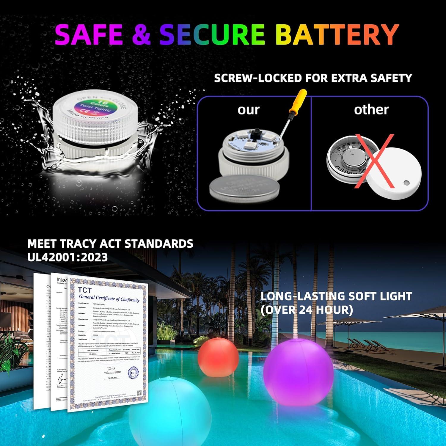 Paquete de 4 Pelotas de Playa LED JOY SPOT! 30.48 cm IP68