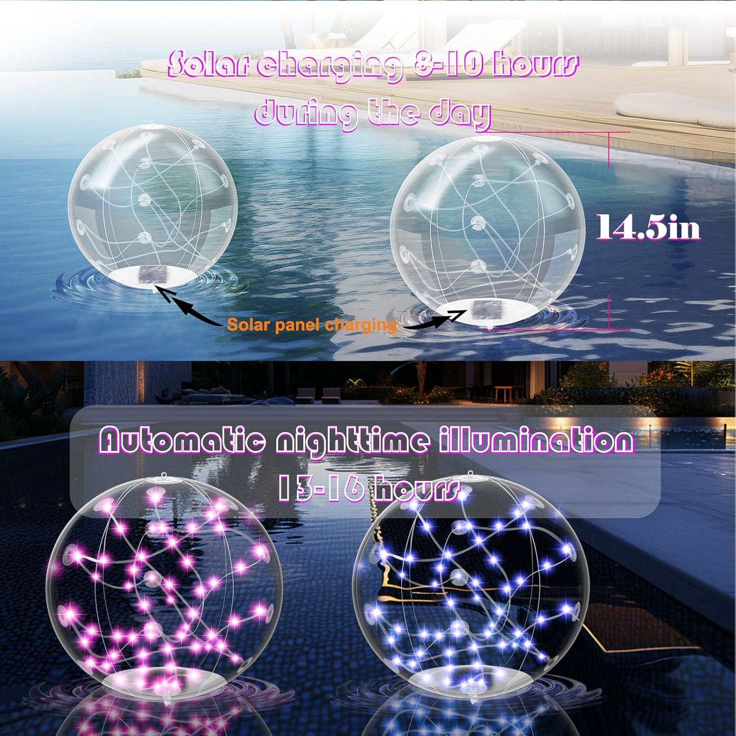 Luz Solar Flotante LuckSky 14.5" RGBW para Piscina IP68